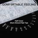 600Pcs French Almond Nail Tips - ANERNAI Half Cover Extra Short Nail Tips with Matte Clear Acrylic Gel Kit False Nails for Extension DIY Salon 12 Sizes