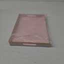 Pink Serving Tray and Coaster Set Contains 1 Pink Rectangular Tray with Handles-15.7 x 10.2 Inch, and 6 Marble Style Coasters, Morden Decorative Platter for Bathroom, Ottoman, Home Decor