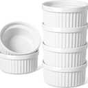 LE TAUCI Ramekins 12 OZ Oven Safe, Ceramic Souffle Dishes for Oven, Custard Cups, Creme Brulee Dishes, Porcelain Large Ramekins, Pudding Ramiken, Dipping Sauces, Set of 6, White