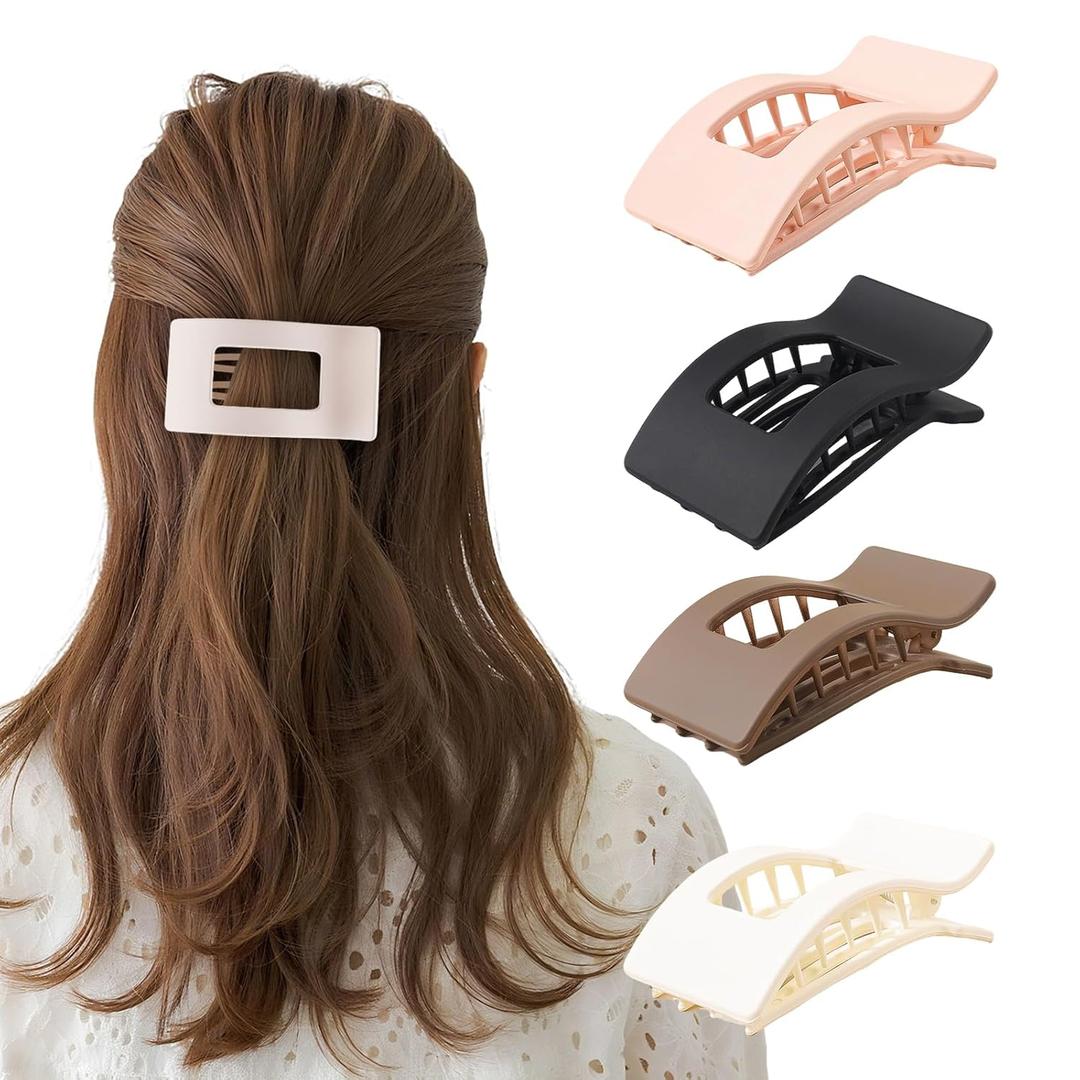 2 x Flat Hair Clips Claw for Women,Large Flat Claw Clips,Non-Slip Strong Hold French Hair Clips for Thick Thin Hair(Multi-colored)