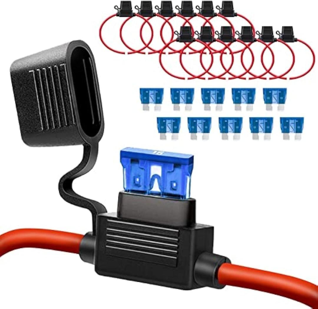 10 Pack 14 AWG Inline Fuse Holder - 12V-DC ATC/ATO 14 Gauge Fuse Holder for 15A Blade Fuse