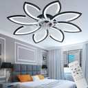 MeiMeiDa 35" Modern Ceiling Fan with Lights Remote Control, Low Profile Ceiling Fan with Lights, Flush Mount Smart Ceiling Fan Light for Bedroom Living Room Kitchen, Reversible Blade, Black