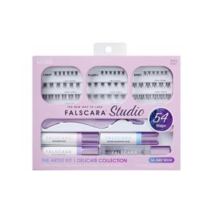 FALSCARA STUDIO Lash Extension Kit, 54 Stackable Lash Clusters, Light Volume, 8mm-12mm, Delicate, False Eyelashes, InfuseBond, Water-Resistant Seal, BondBoost, Hydro Cleanser, Applicator (Black)
