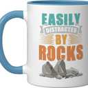 Easily Distracted By Rock Rockhound Geology Rockhounder Ceramic Mug, Blue/White (11 Ounces)