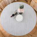 LIBERECOO Round Vinyl Fitted Tablecloth with Flannel Backing Elastic Edge Table Cover Waterproof Stain-Resistant Wipeable Tablcloths Fits 45-56" Round Tables