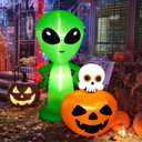 CAMULAND 6.8FT Halloween Inflatable Alien with Pumpkin Decorations Halloween Inflatable Blow Up Decor with Built-in LED Lights Outdoor Inflatable Decoration for Garden, Lawn, Yard