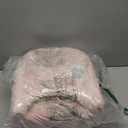 GREENSTELL Small Vanity Stool Chair with Storage and Folding Back, 13.4" x 15" x 30" Square Faux Fur Soft Ottoman, 4 Metal Legs with Anti-Slip Feet, Furry Padded Seat for Makeup, Bedroom, Pink