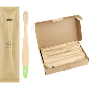 Sea Turtle Plant-Based Bristles, Soft Bamboo Toothbrushes, Individually Sealed for Kids (10 Pack)