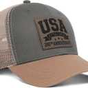 USA 250th Anniversary Hat 1776-2026, Adjustable Patriotic Trucker Hat Retro Patriotic Baseball Cap for Men Women (Brown)