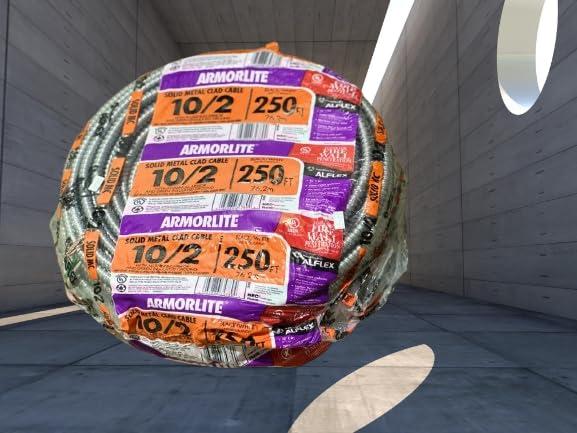 Southwire 10/2 Awg 30 Amp CU Aluminum Armorlite Metal Clad (Silver), 68581801, 250 ft.