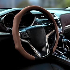 Ergonomic Leather Steering Wheel Cover Soft, Breathable, and Anti-Slip Design for Daily Driving Comfort - Universal Fit for 15.5-16 Inch Steering Wheels (Dark Brown) Luxurious Feel (Dark Brown)