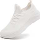 Womens Walking Shoes Running Sneakers Slip On Tennis Sport Workout Gym Athletic Travel Work Lightweight Non Slip Fashion Breathable Comfortable Shoes (8.5, 05 White)