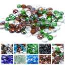 GasSaf Blended Fire Glass Beads for Outdoor Fire Pit, Fireplace, Replaces Existing Gas Logs & Lava Rocks, 3/4 Inch Glass(10 Pound)(Green, Amber, Crystal Clear Luster)