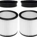 90304 Replacement Filter for Shop Vac 90304, 90350, 90333, 90585, 5 Gallon and Above Wet/Dry Vacuum Cleaners (2 replacement filter+2 lids)