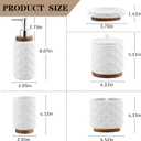 RQYIXI Elegant 5 PCS Ceramic&Wood Bathroom Accessories Set:Soap Dispenser,Toothbrush Holder,Tumbler,Soap Dish,Cotton Swab Jar,Easy to Clean,Quatrefoil Pattern,White-Affordable Home Luxury