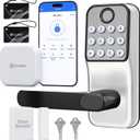 Smart Door Lock With Handle: Keyless Entry With Gateway Sensor - Keypad and Remote Control Digital Lock for Front Door - Compatible With Alexa