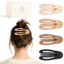 Large Flat Hair Claw Clips for Thick Medium Thin Hair for Women, French Duckbill Hairclips, Strong Hold Non Slip Hair Barrettes for Yoga Driving - 4Pcs Matte Neutral Color