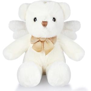 HyDren Angel Bear Plush Stuffed Animal with Wings White Bear Dolls for Boys Girls Birthday Gift (Plush,Classic)