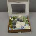 Ling's moment Fake Flowers Box, Faux Artificial Greenery Stems Foam Roses Gardenia Silk Eucalyptus Fabic Flower for Centerpieces Bouquet Wedding Vase Decorations, Dusty Blue & White, Grand Combo