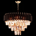 20" Round Black and Gold Crystal Chandelier,39" Adjustable Height 4 Tier K9 Crystal Pendant Light Fixtures,9-Lights Luxury Chandeliers for Dining Room,Kitchen Island,Living Room,Foyer,Bedroom Etc