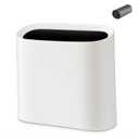 SUBEKYU 2.3 Gal Trash Can for Bathroom,Small Office Garbage Can for Kitchen,Slim Rectangular Waste Bin,Plastic,White