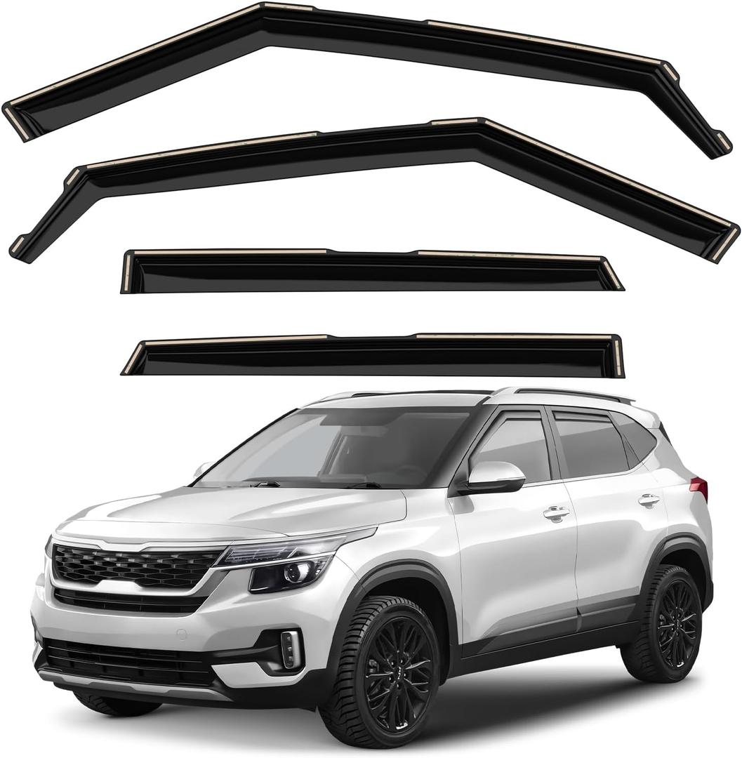 Window Deflectors Smoke Tinted in-Channel Side Window Vent Visor Deflectors Rain Guards Compatible with Seltos 2021-2026 - 4pcs. GW0937