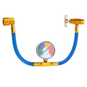 R134A AC Refrigerant Charge Hose Kit, 1/2’’ Self-Sealing Valve Can, and Recharge Hose with Pressure Gauge, Fits for Car AC Air Conditioning Refrigerant