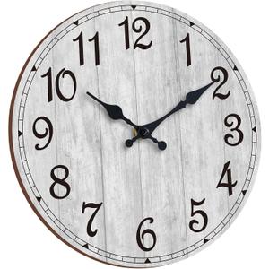 HYLANDA Wall Clock, Gray 16 Inch Wall Clocks Battery Operated Silent Non Ticking, Country Round Clocks Farmhous Wall Decorative for Kitchen, Bathroom, Living Room