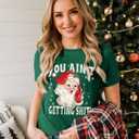 Christmas Shirts for Women Funny Merry Xmas Holiday Short Sleeve Tee Tops (Green, M)