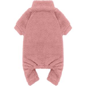 Fuzzy Dog Pajamas Turtleneck Pet Clothes Warm Soft Cozy Lightweight Pet Pjs Dog Sweaters for Small Dogs(Pink-S/M)