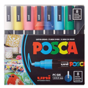 Posca PC-5M Water Based Permanent Marker Paint Pens. Premium Medium Tip for Arts and Crafts, Set of 8 Vibrant Colours 