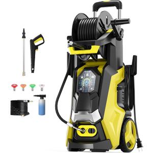 Electric Pressure Washer 5000PSI-Max 3.6GPM Power Washer Touch Screen Adjustable Pressure,4 Nozzles and 500ml Foam Cannon Power Washer Cleaning for Patio Yellow (5000 PSI)