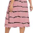 Xpenyo Womens Plus Size Midi Skirts Summer Elastic High Waisted Boho Casual Beach Flowy Swing Knee Length Skirts with Pockets (Pink, XXXL)