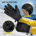 ihuan Kids Winter Waterproof Ski Gloves, Snowboarding Touchscreen Snow Cycling Running Gloves for Boys Girls (L9-10, Dark Black)