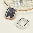 2-Pack 2-in-1 Waterproof Bling Case for Apple Watch 40mm Series 6 SE 5 4 with Tempered Glass Screen Protector, Crystal Diamonds Rhinestone Overall Durable Cover Front & Back Bumper for iWatch 40mm