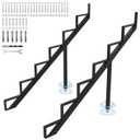 Steel Stair Step Riser 6-Step, Metal Stair Stringer with Reinforcing Support Legs, Heavy Duty Steel Stair Stringer for 50" Height Deck and Outdoor Steps (2 Pack)