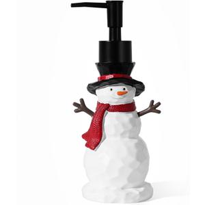 Christmas Snowman Soap Dispenser, Christams Kitchen Bathroom Decor, Refillable Liquid Lotion Holiday Soap Dispenser with Pump