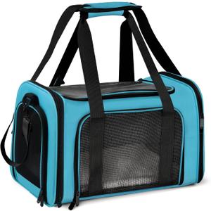 Henkelion Pet Carrier for Small Medium Cats Puppies up to 15 Lbs, Airline Approved Small Dog Travel Puppy Carrier Soft Sided, Collapsible - Blue (17.0"L x 11.0"W x 11.0"H)
