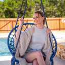 SUNCREAT Macrame Swing Chair, Rope Hammock Chair Swing, Dark Blue