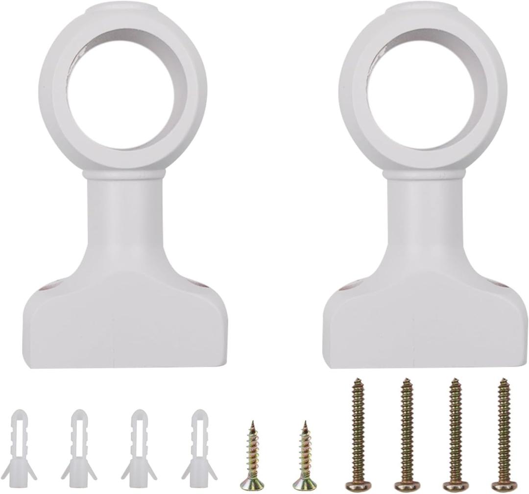 Antrader Curtain Rod Holders,2Pcs Wood Curtain Rod Holder,Wood Curtain Brackets for 1-1/2"(35mm) Pole,White