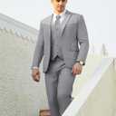 Men's Suits Slim Fit Tuxedo Suit Set 3 Piece 2-Button Solid Prom Wedding Party Blazer Vest Pants, M