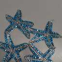 PATIKIL 4 Pcs Starfish Rhinestone Beaded Patch, Starfish Sequin Applique Patches Sew on Fabric Sequin Patch for Clothing Bag Jeans Shoes Hats Jacket DIY Crafts, Blue