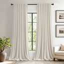 EMEMA Velvet Curtains 96 inches Ivory Room Darkening Back Tab and Rod Pocket Thermal Insulated Drapes Luxury Window Curtains for Bedroom Living Room W52 x L96 2 Panels