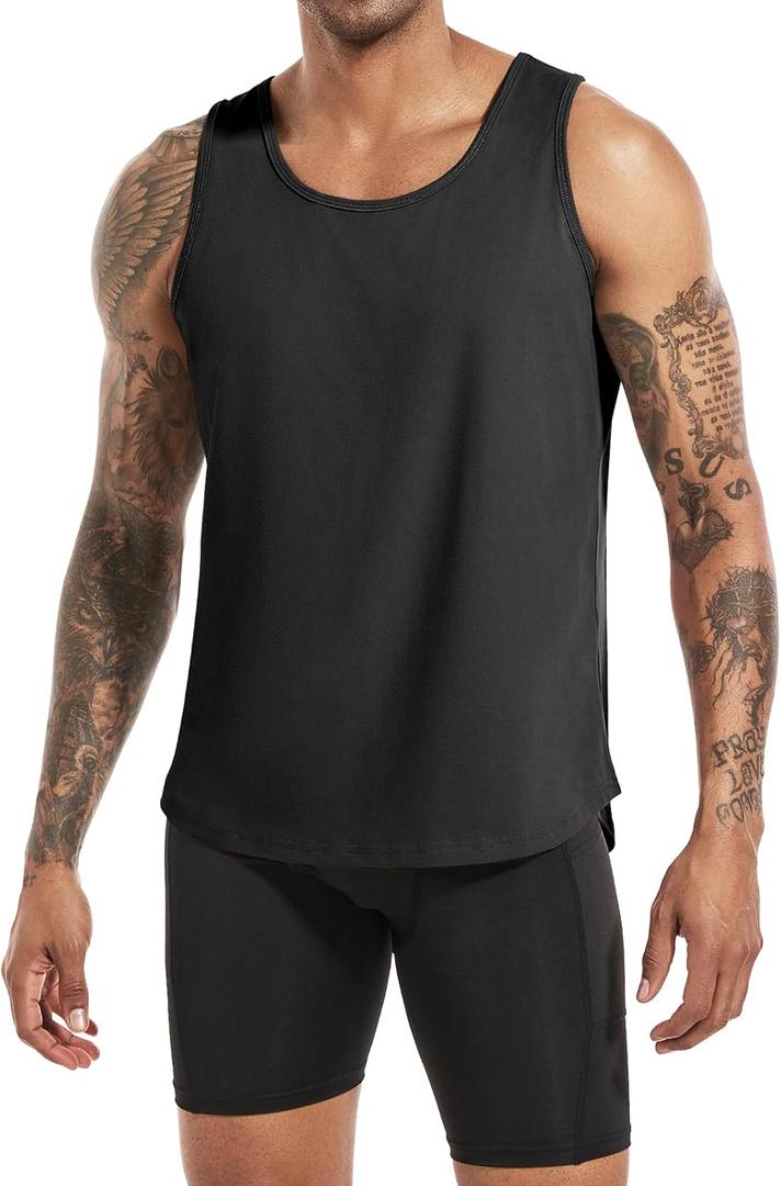 Boyzn Men's Cotton Workout Tank Tops, Athletic Gym Muscle Tank Top, Fitness Bodybuilding Sleeveless Tee Shirts for Men (Black, S)