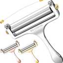 Bellemain Stainless Steel Wire Cheese Slicer - Hand Held Cutter for Cheddar, Gruyere, Raclette, Mozzarella Block, Adjustable Shaver, Thick & Thin Slicer, Curler (Silver)