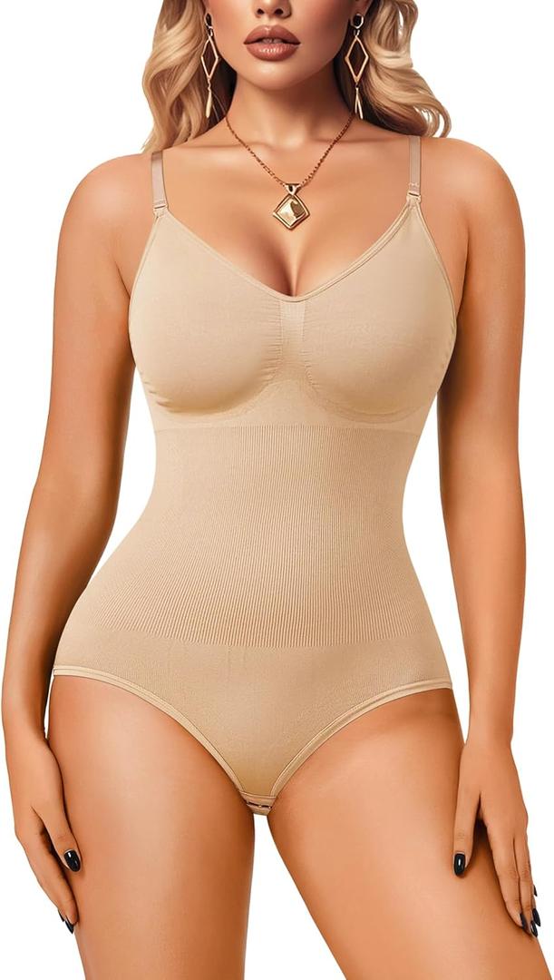 Irisnaya Women Slimming Bodysuits Shapewear Tops Tummy Control Body Shaper Spaghetti Strap Camisole Leotards Bodycon Jumpsuit (X-Large-XX-Large)