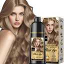 Natural Hair Dye Shampoo 3 IN 1, Hair Color for Gray Hair Coverage, Hair Coloring Shampoo for Women, Color Shampoo Beard Dye for Men, Vegan Ammonia Free Hair Shampoo, Medium Blonde 