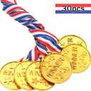 Gejoy 30 Pieces Gold Plastic Winner Award Medals, Gymnastics Field Day Awards for Sports, Competition, Talent Show, Spelling Bee Birthday Party Favors Gifts