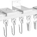 MEXAU White Ceiling Curtain Track, 3 to 9 Feet No-Cut Adjustable Heavy Duty Aluminum Curtain Rail, Wall/Ceiling Mount for Living Room, Bedroom, Bathroom, RV & Room Divider, Includes Hooks & Clips
