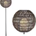 JONATHAN Y JYL6507A Bea 61" Outdoor Woven Globe LED Floor Lamp, Bohemian, Transitional, Scandinavian, Modern, Contemporary, Modern, Office, Bedroom, Living Room, Family Room, Dining Room, Coffee/Black